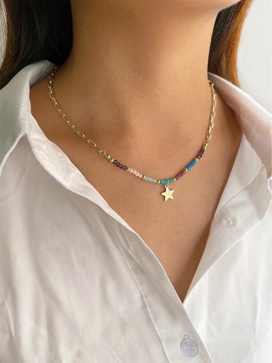 สร้อยคอลูกปัด จี้ห้อยรูปดาว kk-28