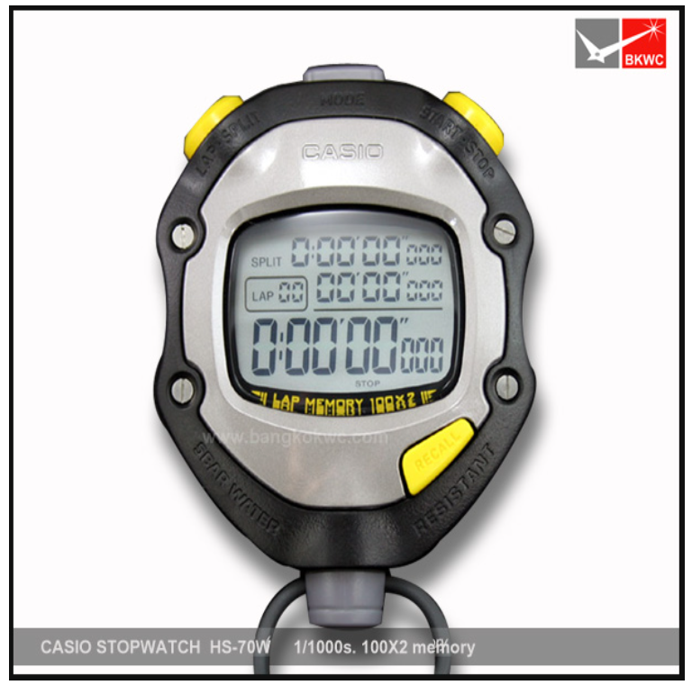 H12-นาฬิกาจับเวลา CASIO STOPWATCH SPORTY 1/1000 sec. HS-70W (สินค้าพร้อมส่ง)