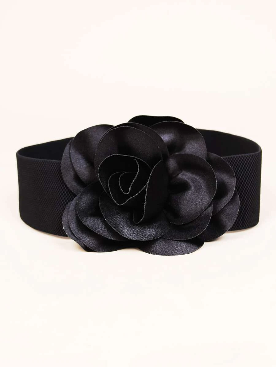 เข็มขัดกว้างประดับดอกไม้  l-27