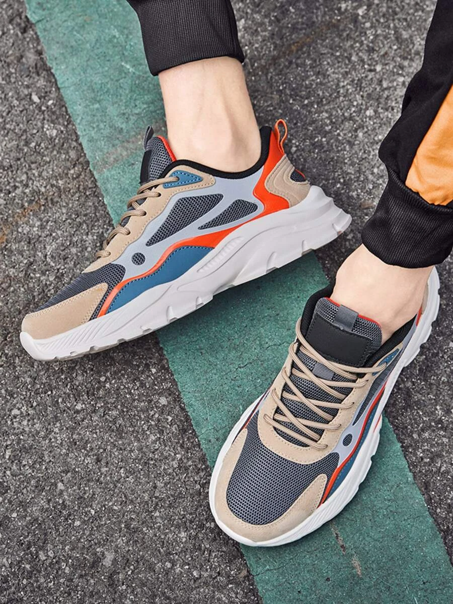 ผู้ชาย รองเท้าผ้าใบทรง Chunky บล็อคสี สายรัดหน้า m-32 z.39-46