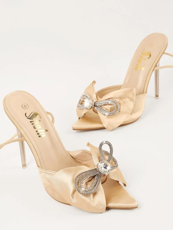 รองเท้าส้นสูง หัวแหลม เปลือยหลัง ทรงแร็ป ระดับข้อเท้า l-38