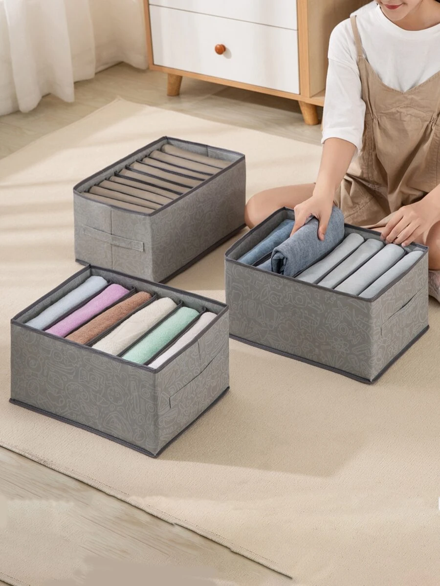 1 ชิ้น กล่องเก็บเสื้อผ้า ลายกราฟฟิค หลายกริด gg-87