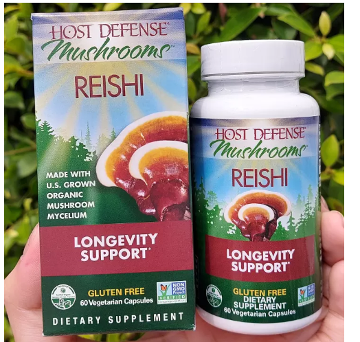 ส066 เห็ดหลินจือแดง ออแกนิค Organic Reishi Longevity Support 60 Vegetarian Capsules (Host Defense® Mushrooms™) เห็ดหลินจือสกัด