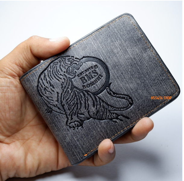 RAY49-กระเป๋าสตางค์ผู้ชาย ปั๊มลาย ใบเล็ก #JD-006 (เสือ)