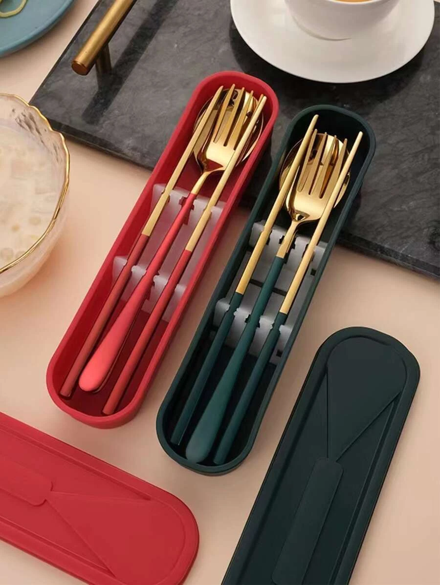 ชุดช้อนส้อม สแตนเลส พร้อม กระเป๋าเก็บของ 4 ชิ้น hh-24