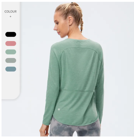 SF125-โยคะด้านบนหลวมกีฬาแขนยาวของผู้หญิงแห้งเร็วระบายอากาศเสื้อผ้าออกกำลังกายเสื้อยืดวิ่งแยกเสื้อผ้าโยคะ