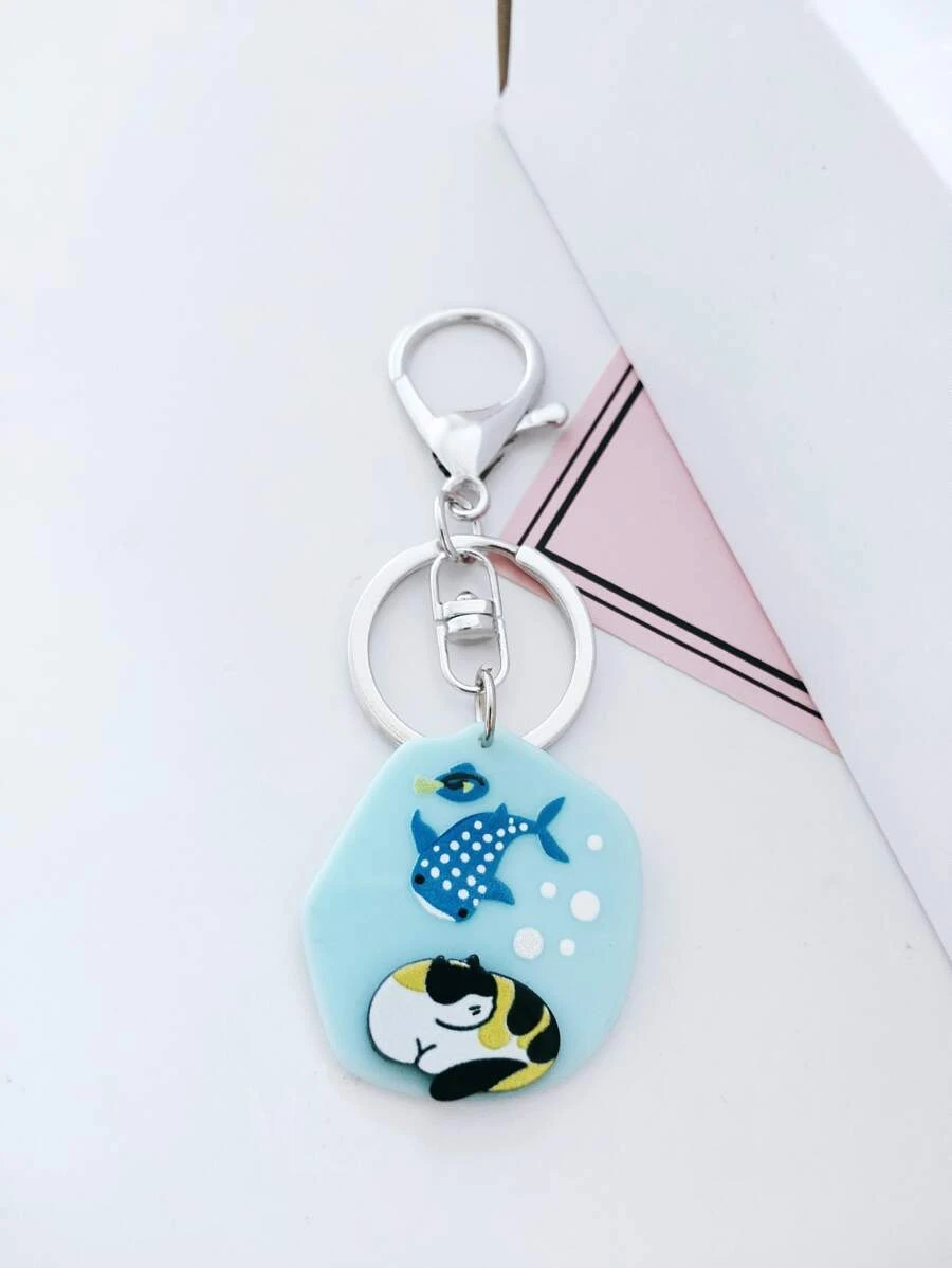 พวงกุญแจ ลายการ์ตูน ลายแมว และ ลายปลา ลายเรขาคณิต   k-024