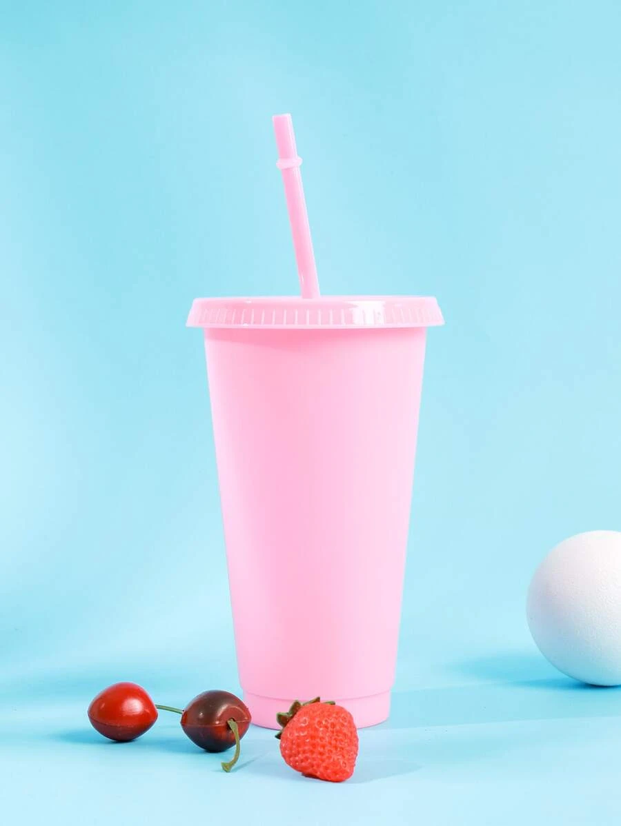 ถ้วยเก็บความเย็น 1 ชิ้น PP แก้วเก็บความเย็น สไตล์มินิมอล สีชมพู สำหรับ กลางแจ้ง pp-38