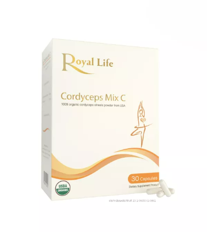 ส056 ROYAL LIFE CORDYCEPS MIX C CAPSULE 30'S ถั่งเช่า ราชาแห่งสมุนไพรจีน ปรุงโดยแพทย์ผู้ชำนาญการ