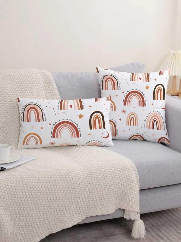 หมอนอิง ไม่มีฟิลเลอร์ ตัวอักษร & พิมพ์ รุ้ง 1 ชิ้น a-52