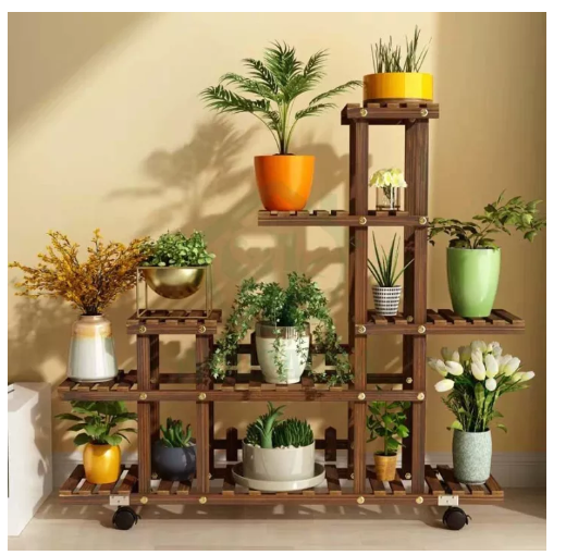 UTI27-HUBAO (พร้อมส่ง) ชั้นวางต้นไม้ ชั้นวางกระถางดอกไม้ ชั้นวางต้นไม้กลางแจ้ง ฟอนิเจอร์ไม้ ชั้นวางของไม้ ชั้นวางต้นไม้ วินเทจ