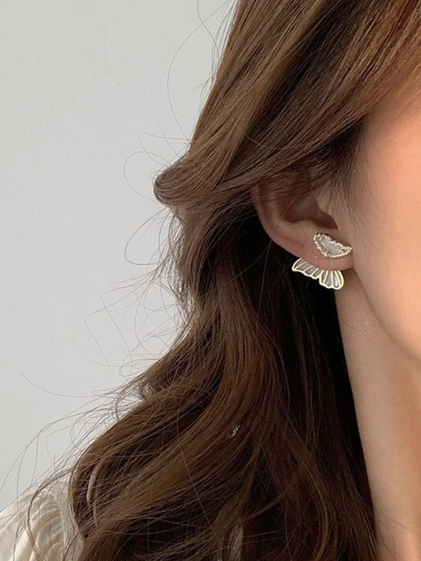 แจ็กเก็ตต่างหู（Earring Jackets） พลอยเทียม ตกแต่ง ผีเสื้อ e-58