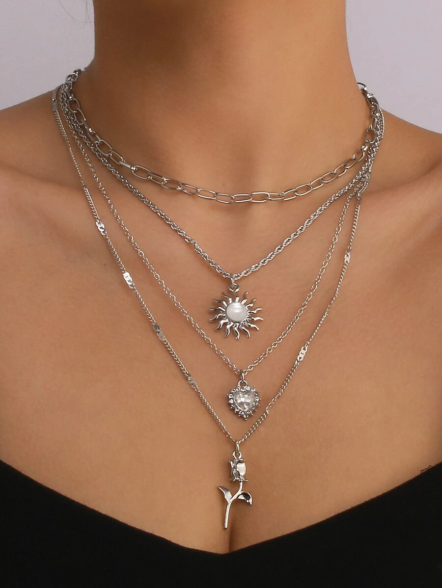 สร้อยคอ เลเยอร์ ดวงอาทิตย์ & เครื่องประดับ ดอกไม้ kk-188