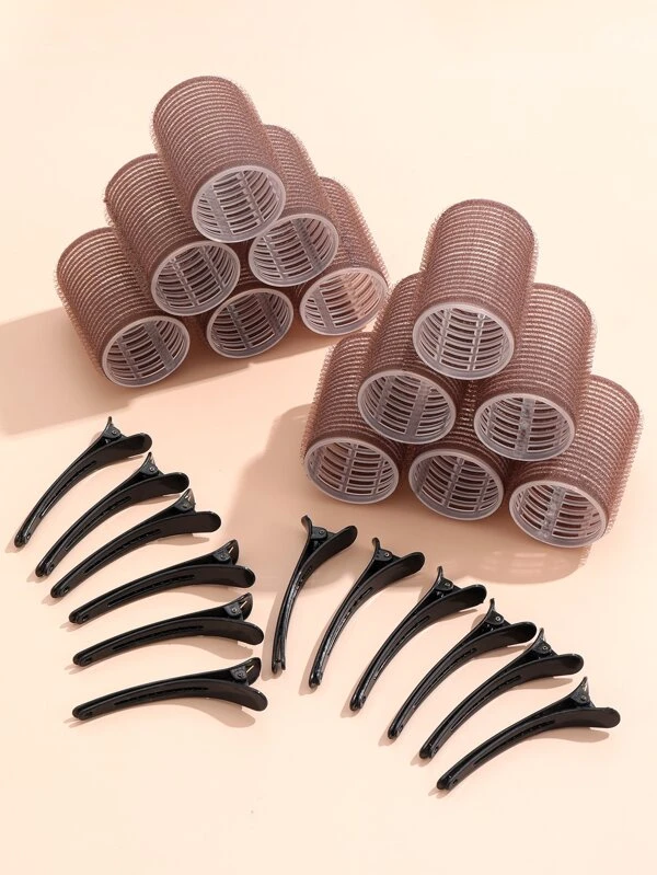 12 ชิ้น กิ๊บติดผม & 12 ชิ้น โรลม้วนผม  k-54