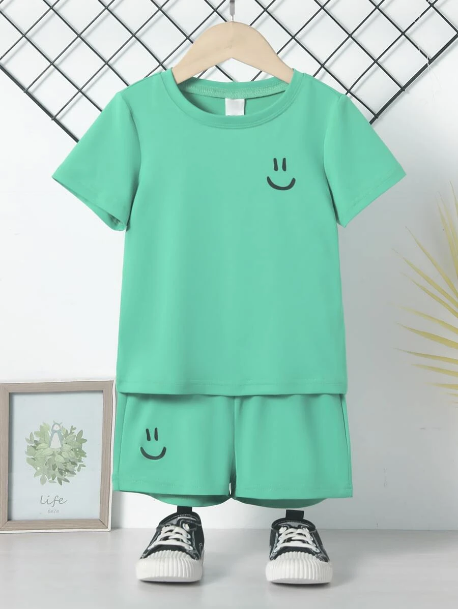 เด็กผู้ชาย เสื้อยืด ภาพ การ์ตูน & กางเกงขาสั้น b-53