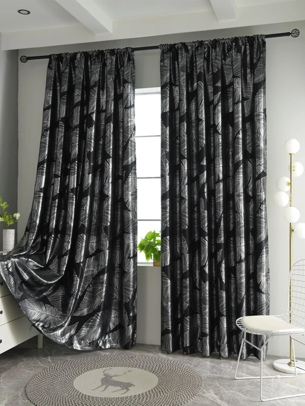 ผ้าม่านเดี่ยว เมทัลลิค ลาย ใบไม้  073