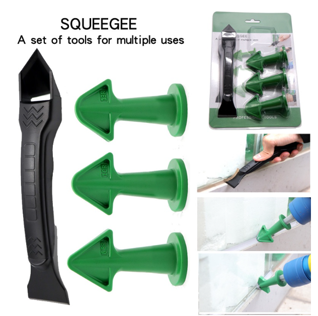 TH198-Friendly_Mall หัวปาดกาว และด้ามลอกกาว ซิลิโคน Caulking Scraper Nozzle ชุดทิปและไม้พายพลาสติก มีดโกนหลายมุม ขจัดคราบกาวแล