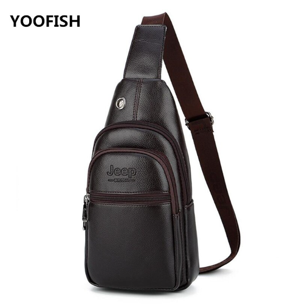 HU65-2020ใหม่ขายดีกระเป๋าสะพายไหล่ Mens Leisure กีฬากระเป๋าด้านนอกกระเป๋าคาดหน้าอก Cross Body Bag สีดำ/สีน้ำตา