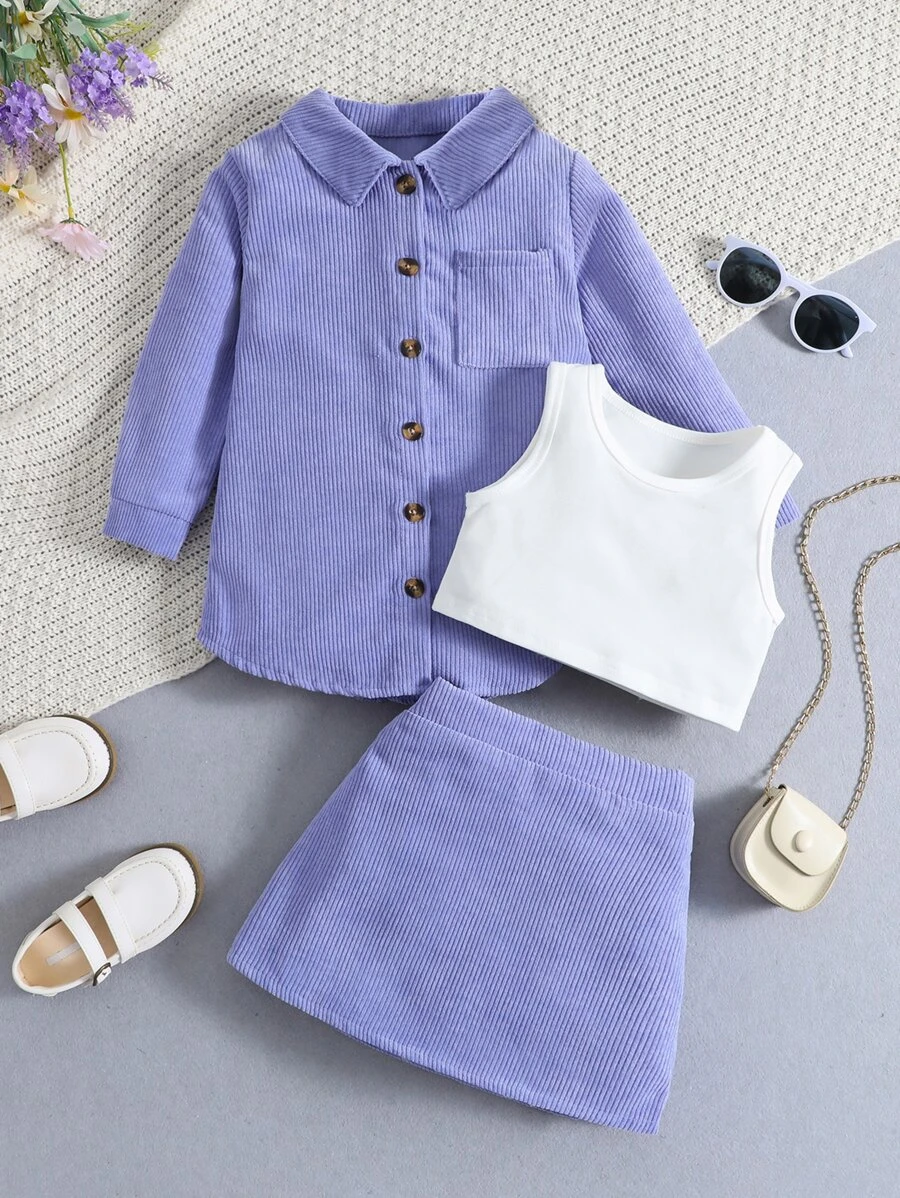 เด็กผู้หญิง แพทช์ กระเป๋า เสื้อเชิ้ต & เสื้อกล้าม & กระโปรง a-94