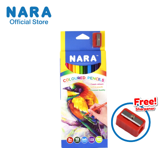 TOY99-NARA Coloured Pencil ดินสอสีไม้ 12 สี (แถมฟรี! กบเหลา)