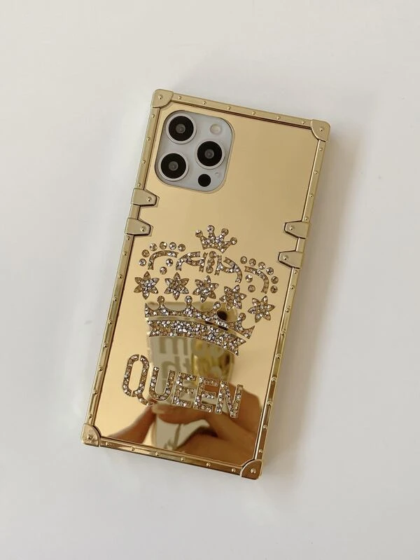 เคสโทรศัพท์กระจก ตกแต่ง พลอยเทียม ลาย มงกุฎ c-94