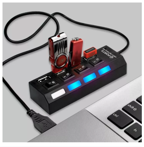 PD147-ตัวแยก usb ของคอมพิวเตอร์ ตัวเพิ่มช่อง 4 Port USB 2.0 HUB Combo Splitter Switch High Speed ON / OFF Mini 2 In 1 ยูเอสบี ตัวอ่า