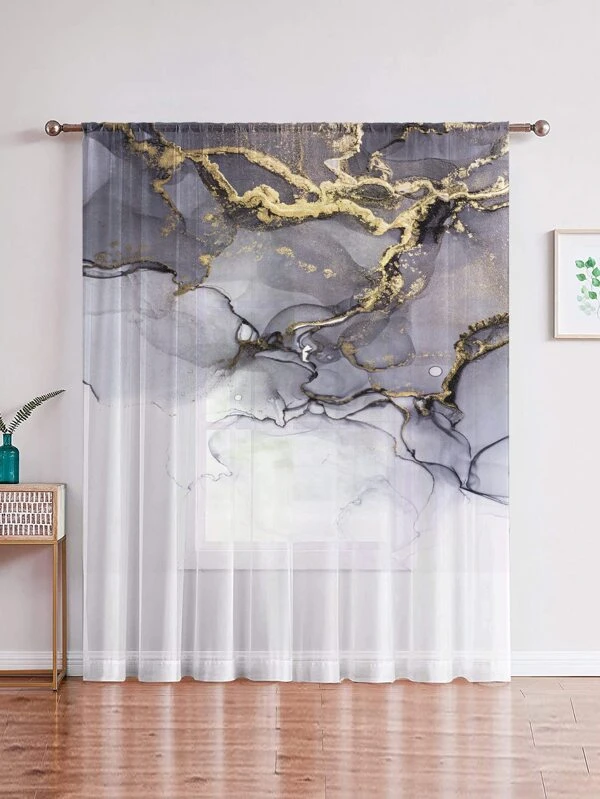 ผ้าม่าน ผ้าโปร่ง ลาย หินอ่อน  042