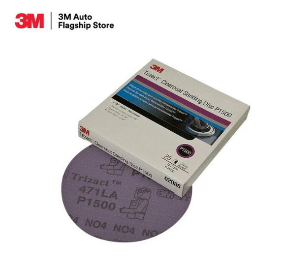 AC116-3M (1 แผ่น) 02088 กระดาษทรายกลม ไตรแซ็ค Trizact Clearcoat Sanding Disc ขนาด 6 นิ้ว P1500
