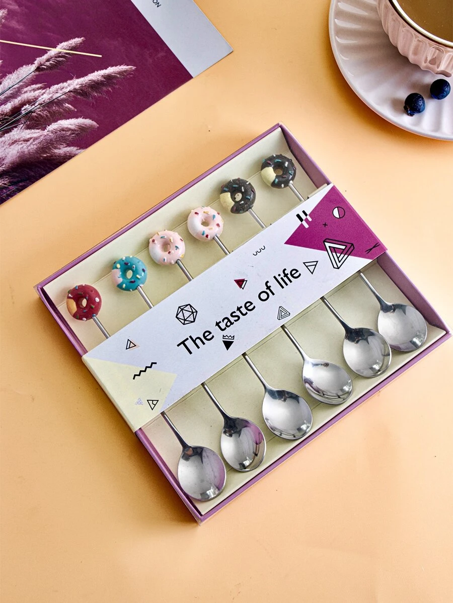 ชุดช้อนรายละเอียดโดนัท 6 ชิ้น  hh-69