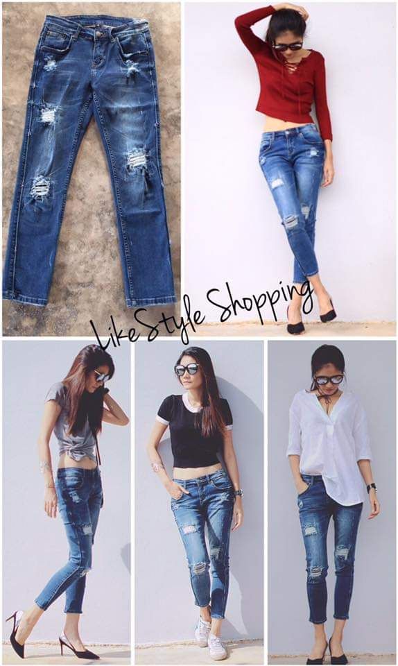 ยีนส์ 8 ส่วน แต่งขาด