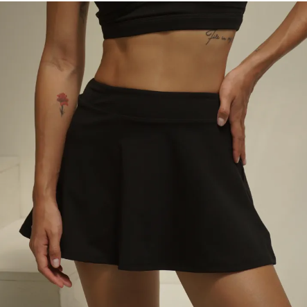 SF27-LUXEFLEX DEFINE FLARED SKIRT- EBONY (skirt) กระโปรงสั้นสีดำ / กระโปรงออกกำลังกาย กระโปรงกีฬา