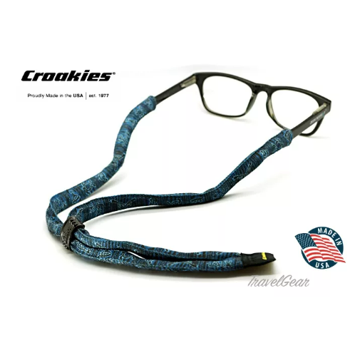 (ว#059) สายคล้องแว่นตา Croakies รุ่น Print Suiters XL Hawaiian Petroglyph Blue