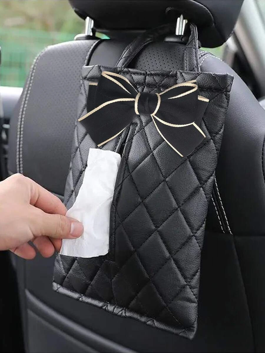 กล่องทิชชู่ โบว์ผูกผม ตกแต่ง รถ nn-181