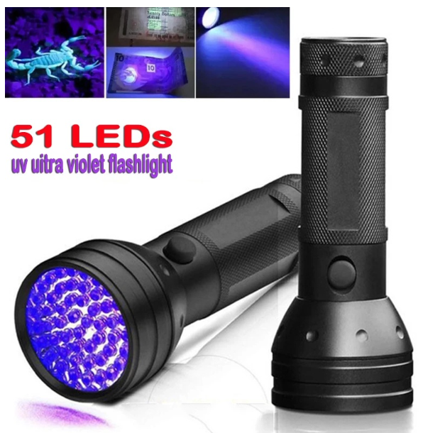 MW242-ไฟฉาย UV Led 51 ดวง สว่างพิเศษ ตรวจจับรังสีอัลตราไวโอเลต สําหรับสัตว์ ปัสสาวะ คราบแห้ง แมงป่อง เตียงนอน และแมงป่อง / ไฟฉาย UV แบบพกพา