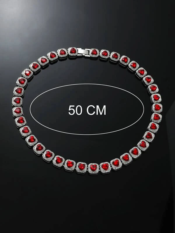ผู้ชาย สร้อยคอ พลอยเทียม ตกแต่งรูปหัวใจ  kk-252