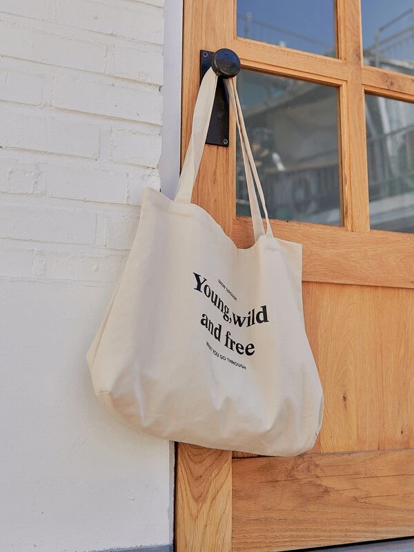 DAZY กระเป๋าผ้า พิมพ์ลายอักษร n-81