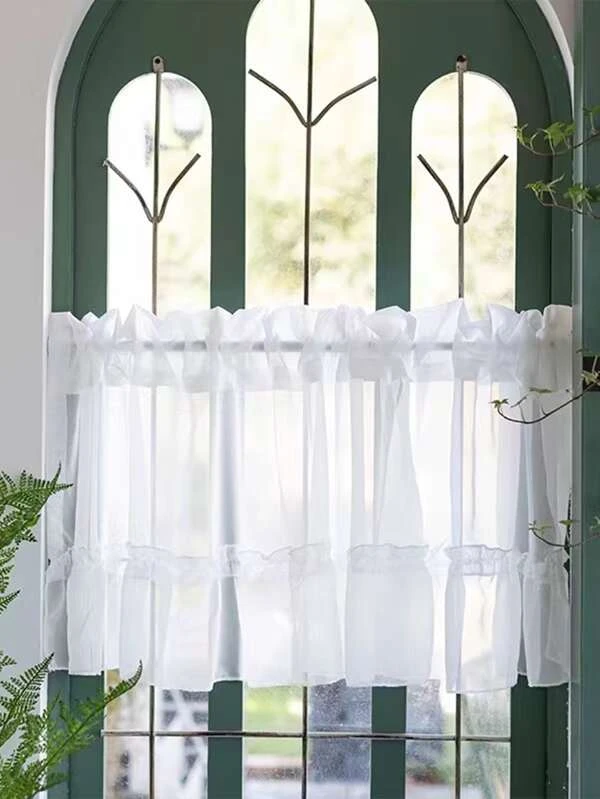 ม่านแขวนหน้าต่าง 1 ชิ้น สีพื้น แต่งระบาย  088