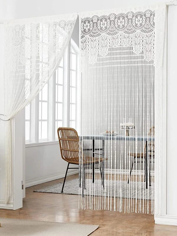 ม่านประตู ลูกไม้ พู่ 1 ชิ้น  083