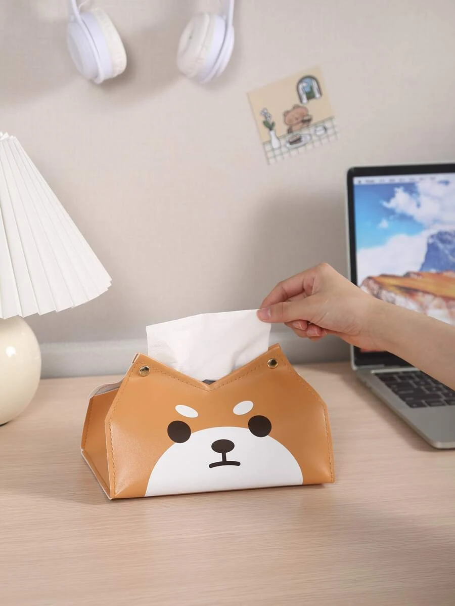 กระเป๋าใส่ทิชชู่ 1 ชิ้น พับได้ PVC กระเป๋าใส่ทิชชู่ ลายการ์ตูน น่ารัก สีน้ำตาล สำหรับ บ้าน  nn-132