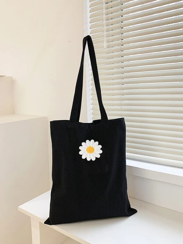 กระเป๋าช้อปปิ้ง ตกแต่ง ดอกไม้ ความจุสู b-3