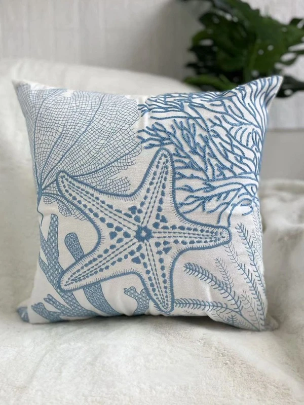 หมอนอิง ไม่มีฟิลเลอร์ ปลาดาว เย็บปัก a-63