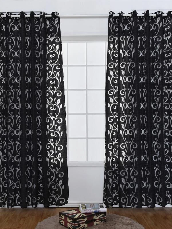 ผ้าม่าน ผ้าโปร่ง เลื่อน ลวดลาย  ผ154