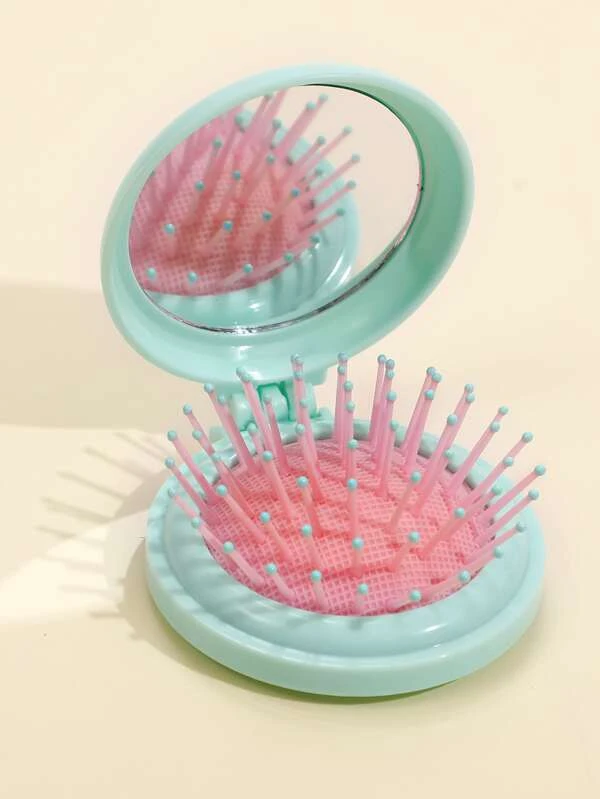 2 in 1 ตกแต่งรูปหัวใจ แปรงหวีผม & กระจกเงา  k-36