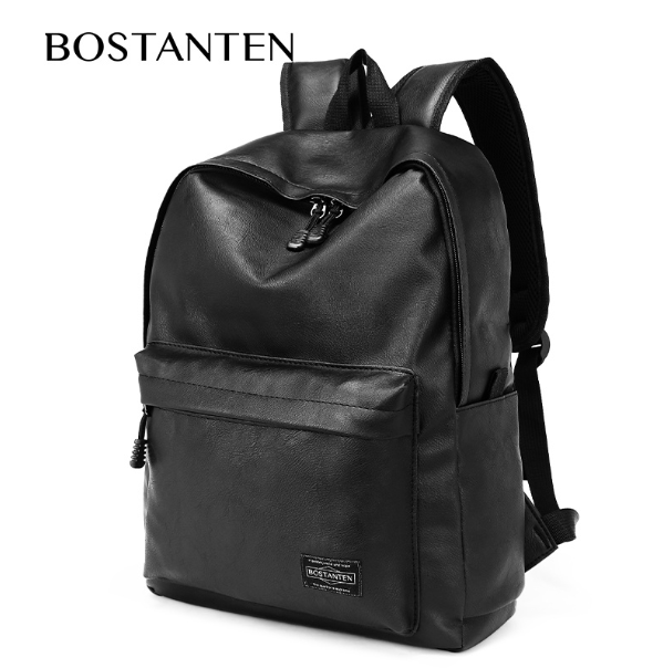 TOP78-[จัดส่งที่รวดเร็วในไทย] BOSTANTEN กระเป๋าเป้หนัง PU สไตล์เกาหลี กันน้ำ สามารถใส่คอมพิวเตอร์ขนาด 14 นิ้วได้