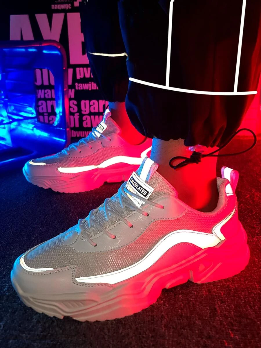 ผู้ชาย รองเท้าวิ่ง ภาพกราฟิกตัวอักษร เย็บตาข่าย ผูกเชือกด้านหน้า m-55 z.39-45