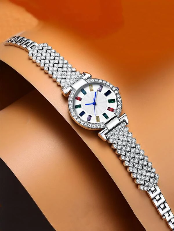 นาฬิกาควอตซ์ ตกแต่ง พลอยเทียม  น-87