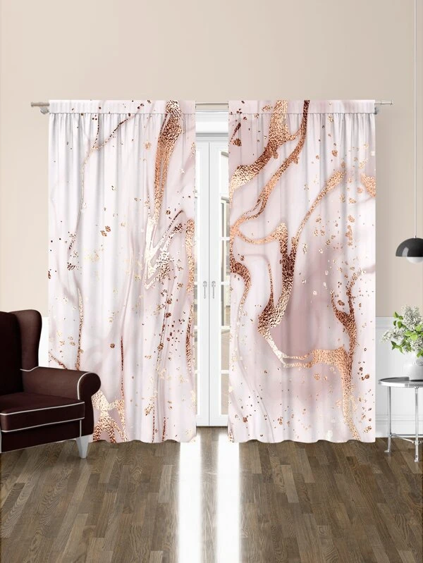 ผ้าม่าน ลาย หินอ่อน 2 ชิ้น