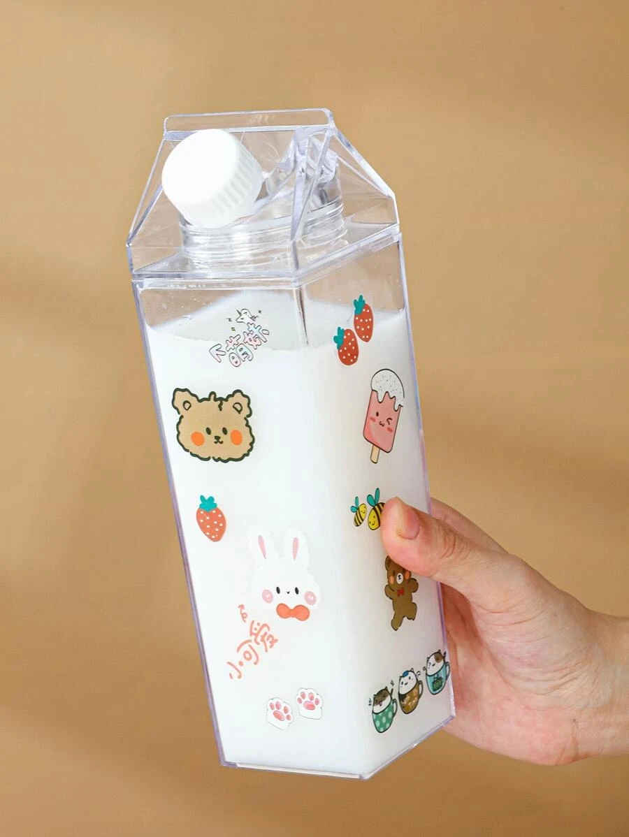 1 ชิ้น โปร่งใส ขวดน้ำ พร้อม 1 ชิ้น สติ๊กเกอร์  oo-225