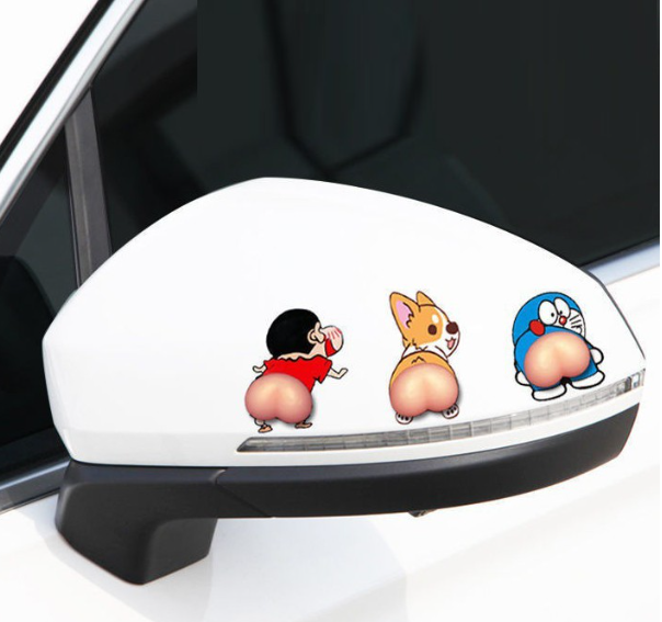 GX71-19บาท1คู่ ตูดชินจัง สติกเกอติดรถ ก้นกันกระแทกแบบPVC สติกเกอร์การ์ตูนชินจัง 3 D สติกเกอร์กันกระแทกประตูรถยนต์