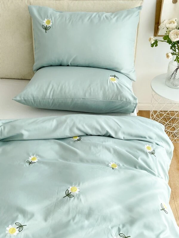 ชุดปลอกผ้านวม ไม่มีฟิลเลอร์ ปักดอกไม้ t-91